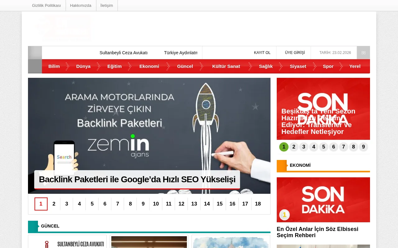 ensonhaberler.com.tc web sitesi ekran görüntüsü - Haber - DA 24