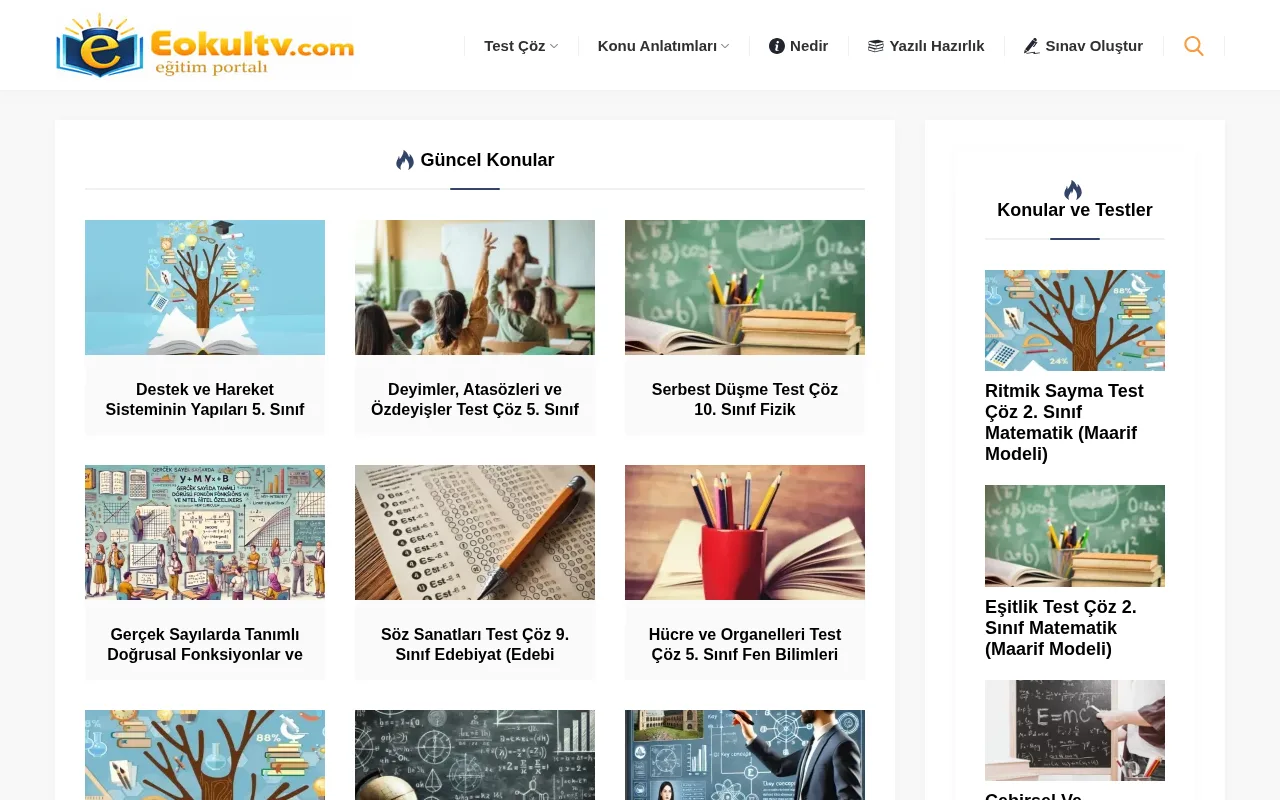 eokultv.com web sitesi ekran görüntüsü - Eğitim - DA 15