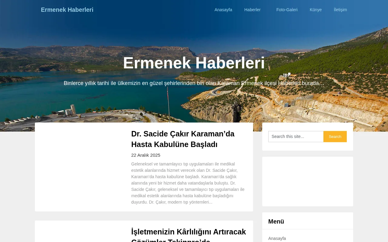 ermenekhaberleri.com web sitesi ekran görüntüsü - Haber - DA 29