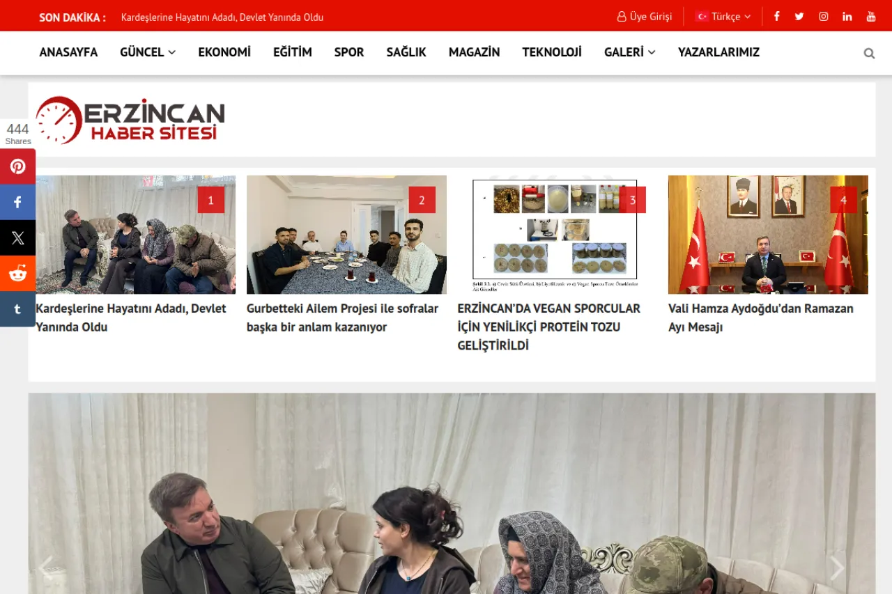 erzincanhabersitesi.com web sitesi ekran görüntüsü - Haber - DA 5