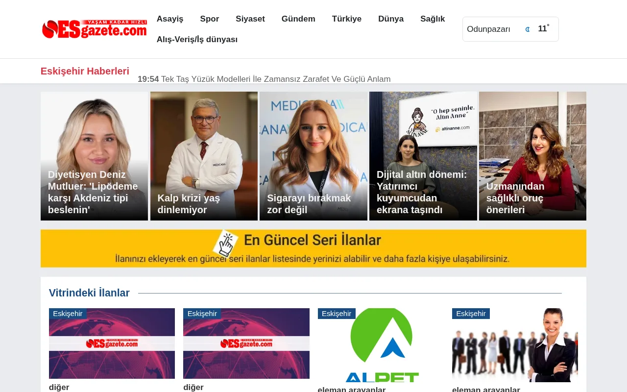 esgazete.com web sitesi ekran görüntüsü - Haber - DA 54