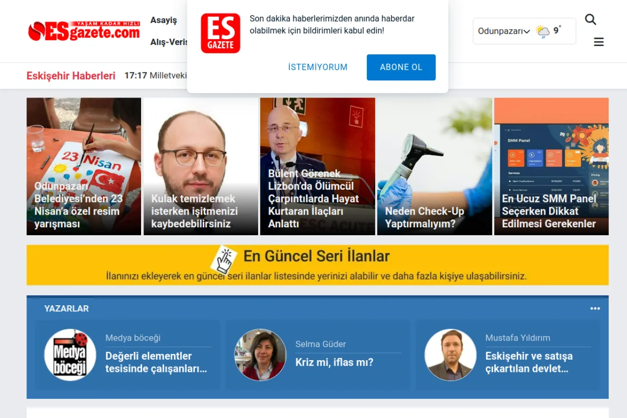 Eskişehir Gazetesi web sitesi ekran görüntüsü - Haber - DA 55