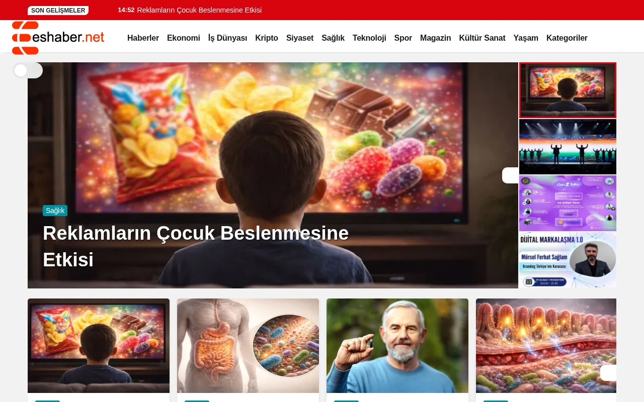 eshaber.net web sitesi ekran görüntüsü - Haber