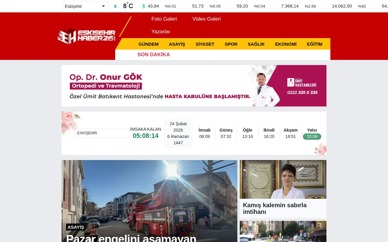 eskisehirhaber26.com web sitesi ekran görüntüsü - Haber - DA 54