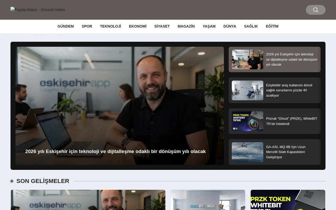faydahaber.com web sitesi ekran görüntüsü - Haber - DA 26