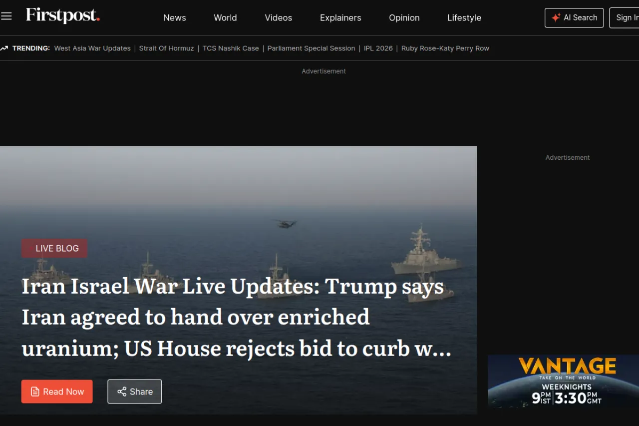 firstpost.com web sitesi ekran görüntüsü - Teknoloji - DA 90