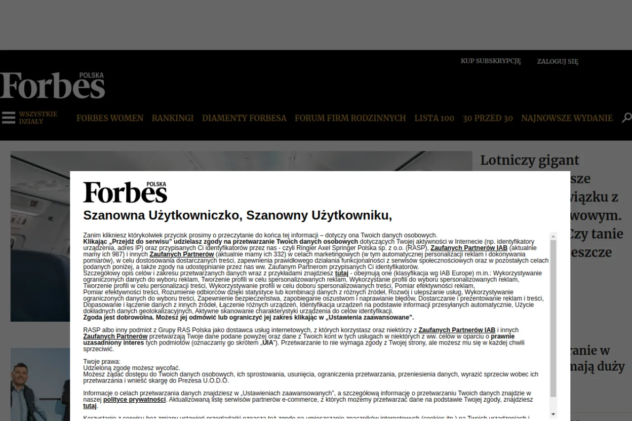 forbes.pl web sitesi ekran görüntüsü - Teknoloji - DA 80