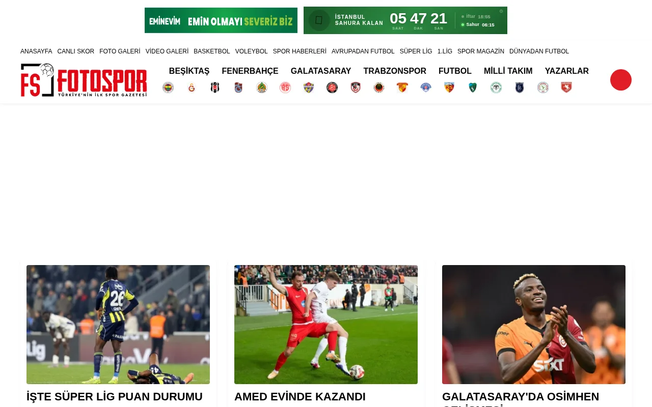 fotospor.com web sitesi ekran görüntüsü - Spor - DA 58
