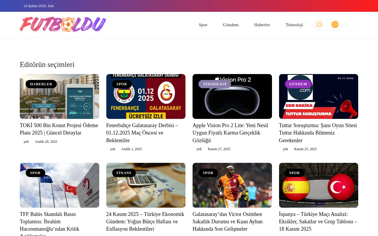 futboldu.com web sitesi ekran görüntüsü - Spor