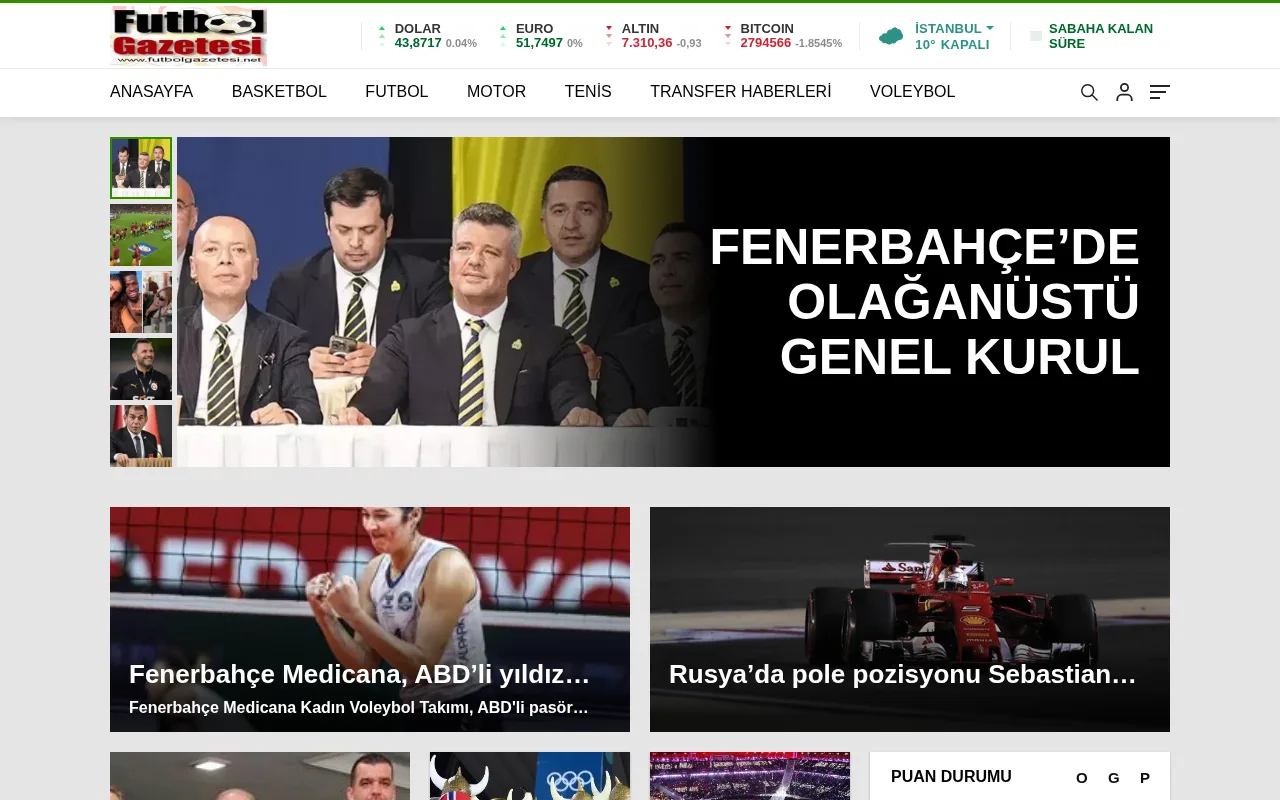 futbolgazetesi.net web sitesi ekran görüntüsü - Haber - DA 18