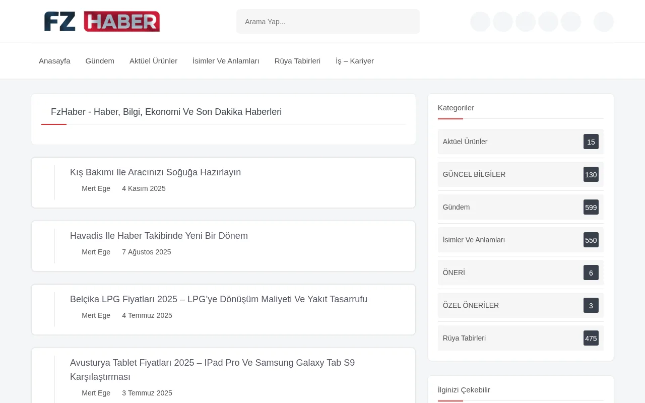 fzhaber.com.tr web sitesi ekran görüntüsü - Haber - DA 15