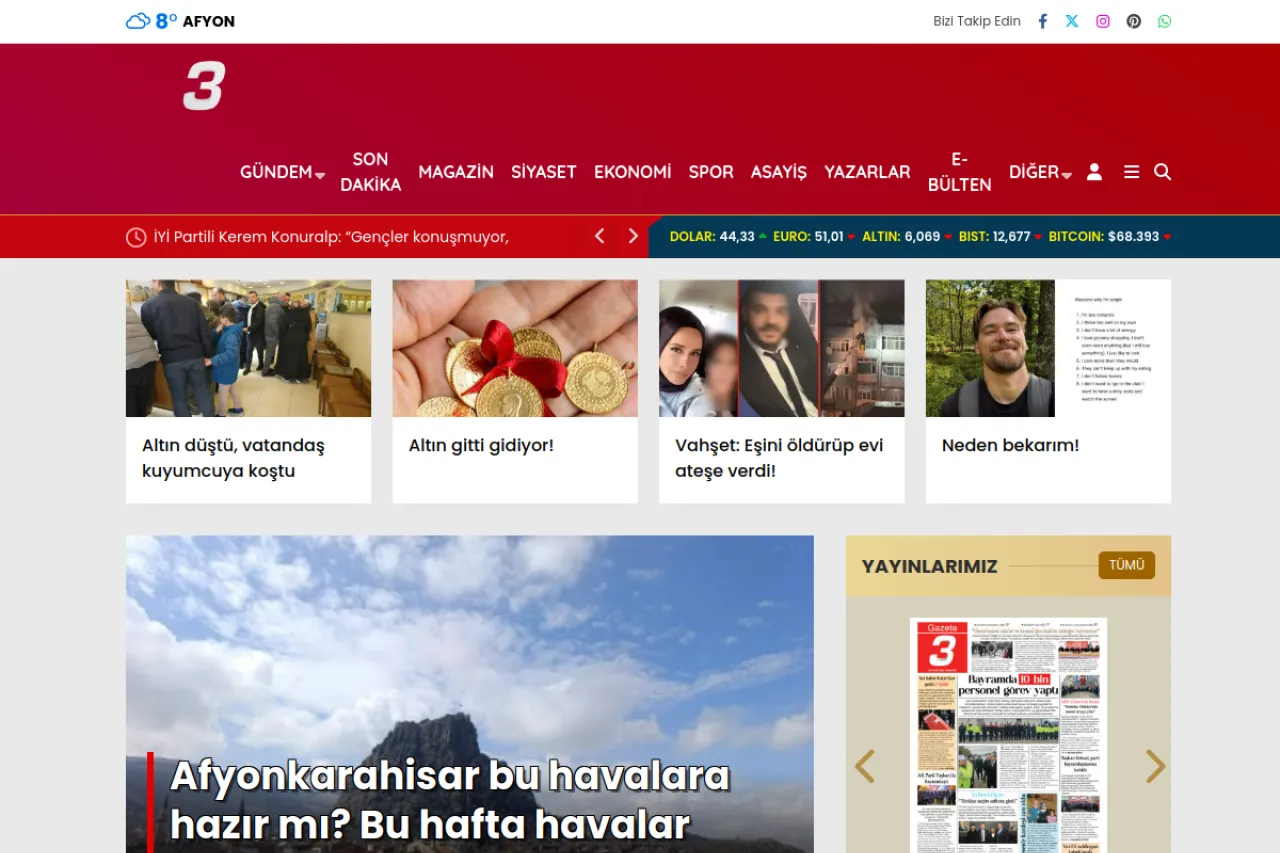 gazete3.com.tr web sitesi ekran görüntüsü - Haber