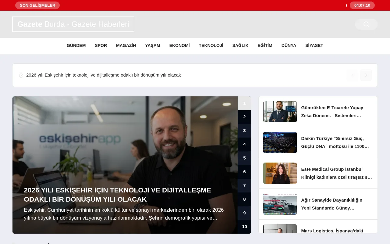 gazeteburda.com web sitesi ekran görüntüsü - Haber - DA 26
