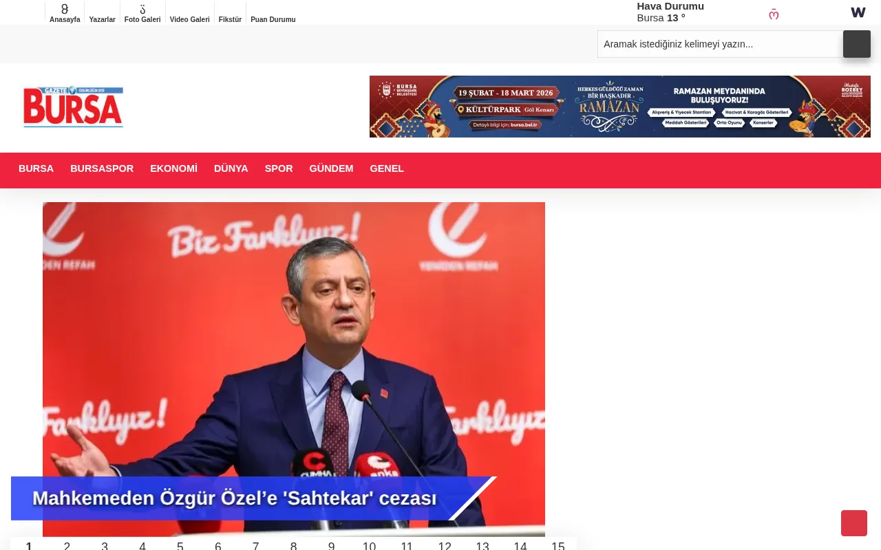gazetebursa.com.tr web sitesi ekran görüntüsü - Haber - DA 21