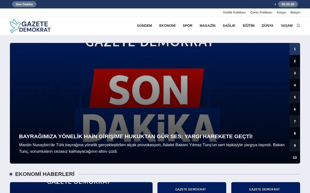 gazetedemokrat.com web sitesi ekran görüntüsü - Haber - DA 30