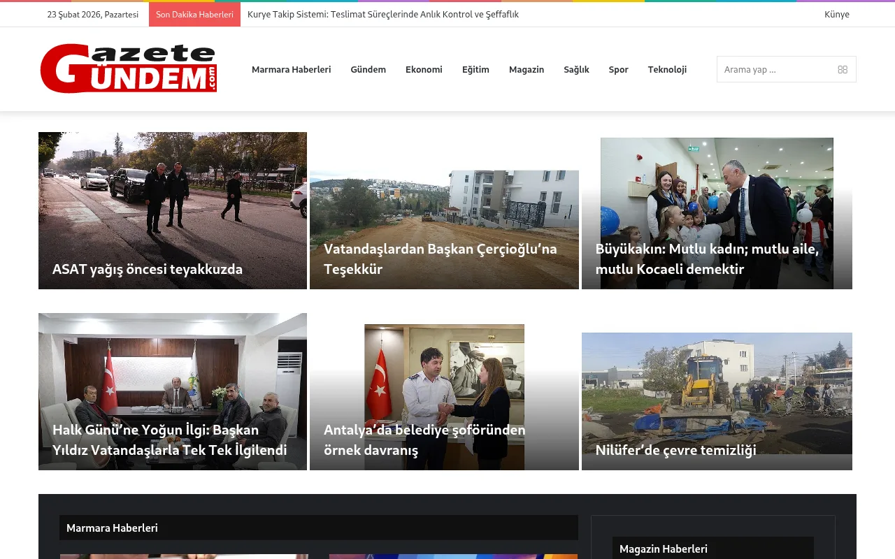 gazetegundem.com web sitesi ekran görüntüsü - Haber - DA 36