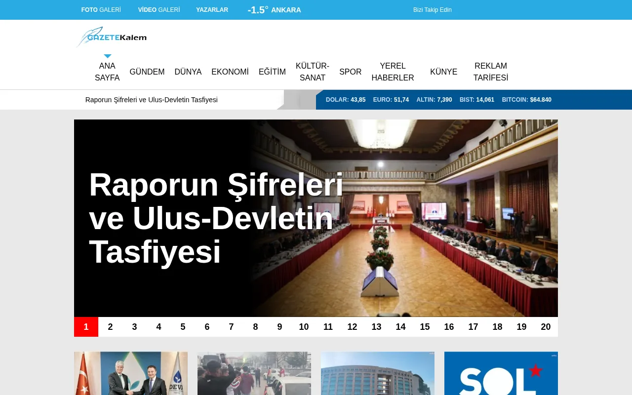 gazetekalem.com.tr web sitesi ekran görüntüsü - Haber