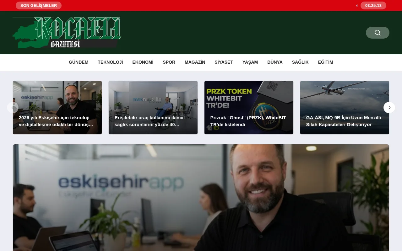 gazetekocaeli.com web sitesi ekran görüntüsü - Haber - DA 24