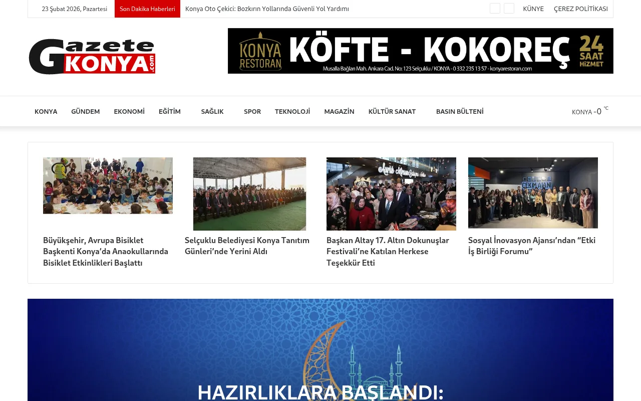 gazetekonya.com web sitesi ekran görüntüsü - Haber - DA 54