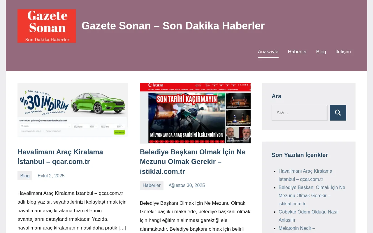 gazetesonan.com web sitesi ekran görüntüsü - Haber - DA 19