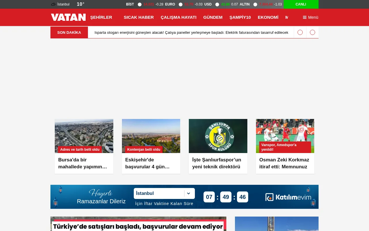 gazetevatan.com web sitesi ekran görüntüsü - Haber