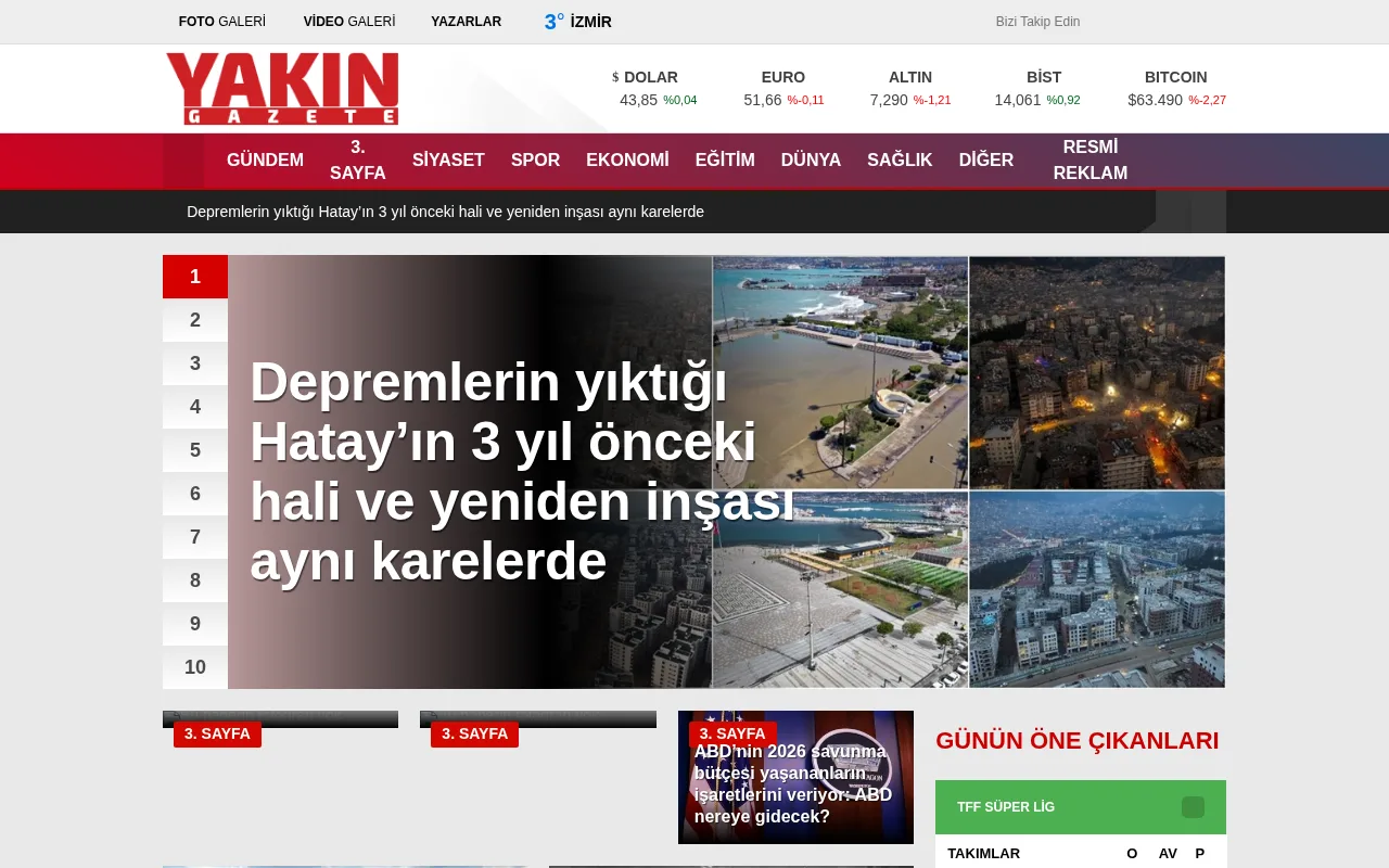 gazeteyakin.com.tr web sitesi ekran görüntüsü - Haber