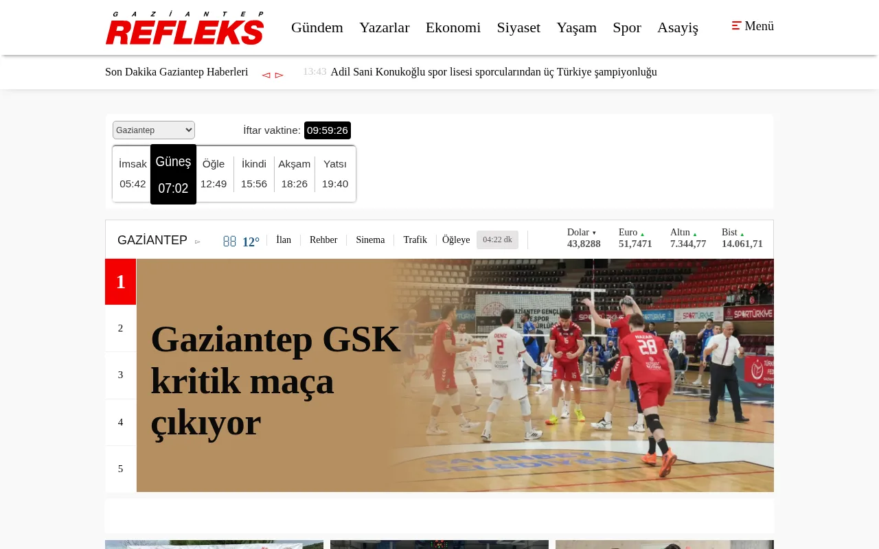 gazianteprefleks.com web sitesi ekran görüntüsü