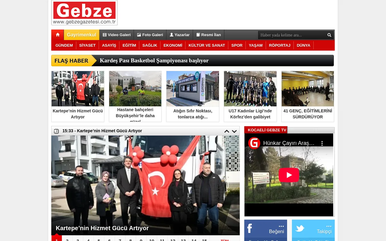 gebzegazetesi.com web sitesi ekran görüntüsü - Haber - DA 18
