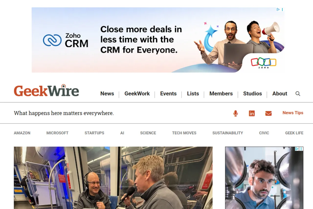 geekwire.com web sitesi ekran görüntüsü - Teknoloji - DA 86