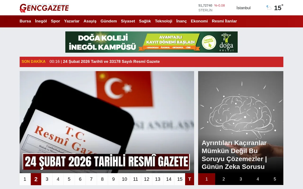 gencgazete.net web sitesi ekran görüntüsü - Haber