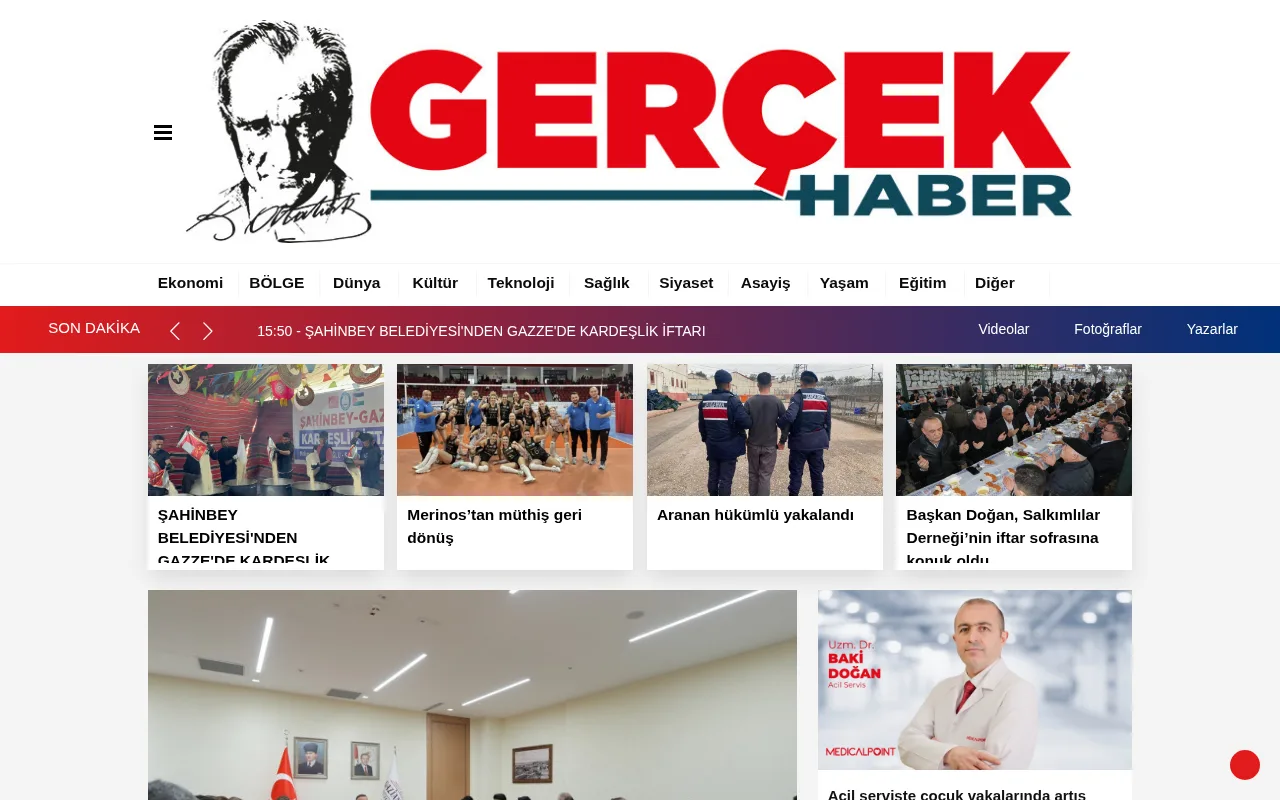 gercekhaber27.com web sitesi ekran görüntüsü - Haber - DA 12