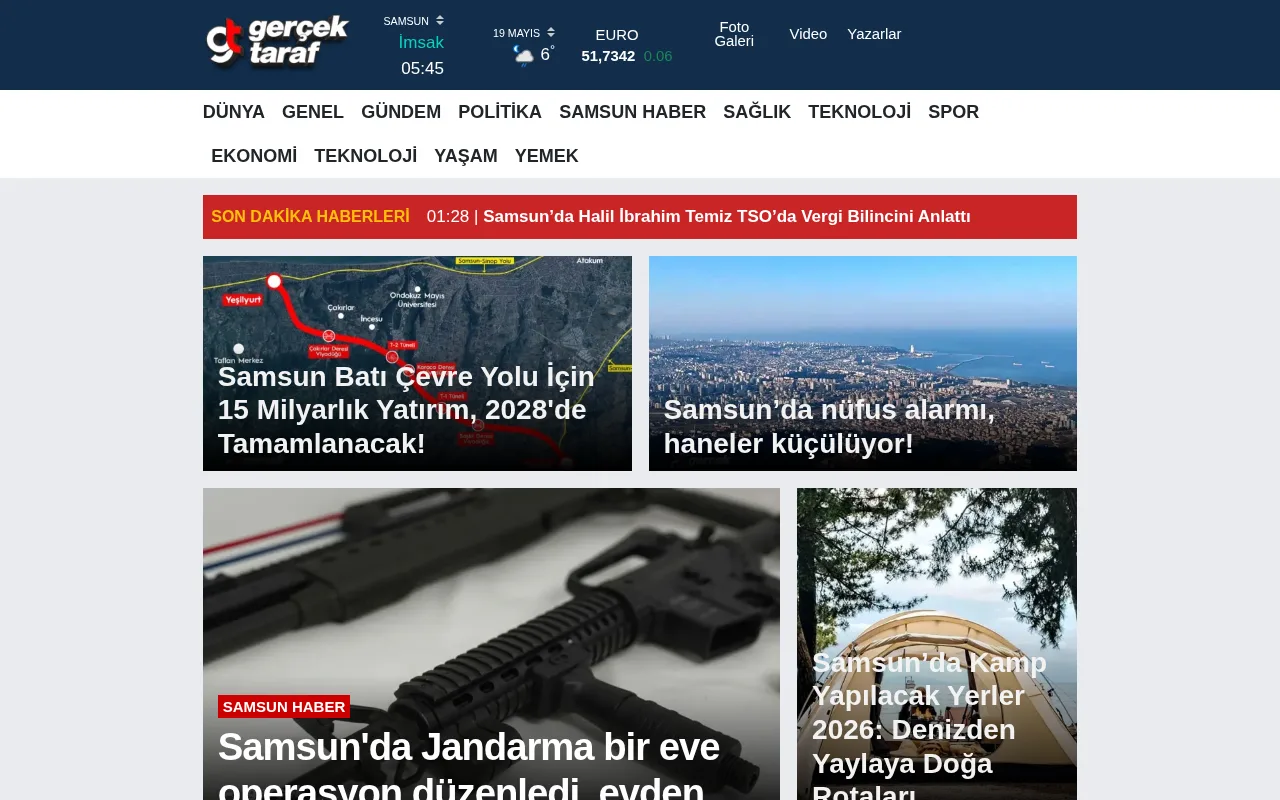 GERÇEK TARAF web sitesi ekran görüntüsü - Haber - DA 18