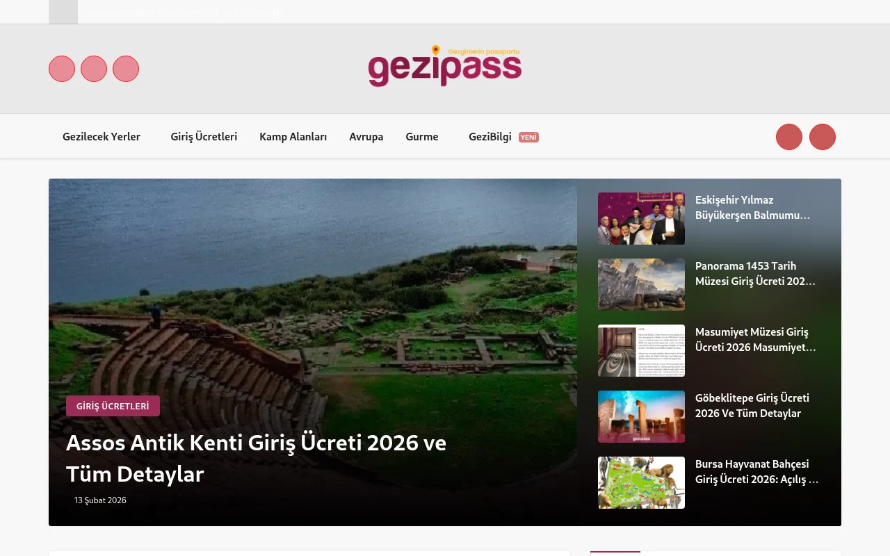 gezipass.com web sitesi ekran görüntüsü - Seyahat