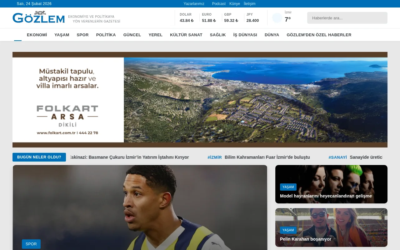gozlemgazetesi.com web sitesi ekran görüntüsü - Haber - DA 32