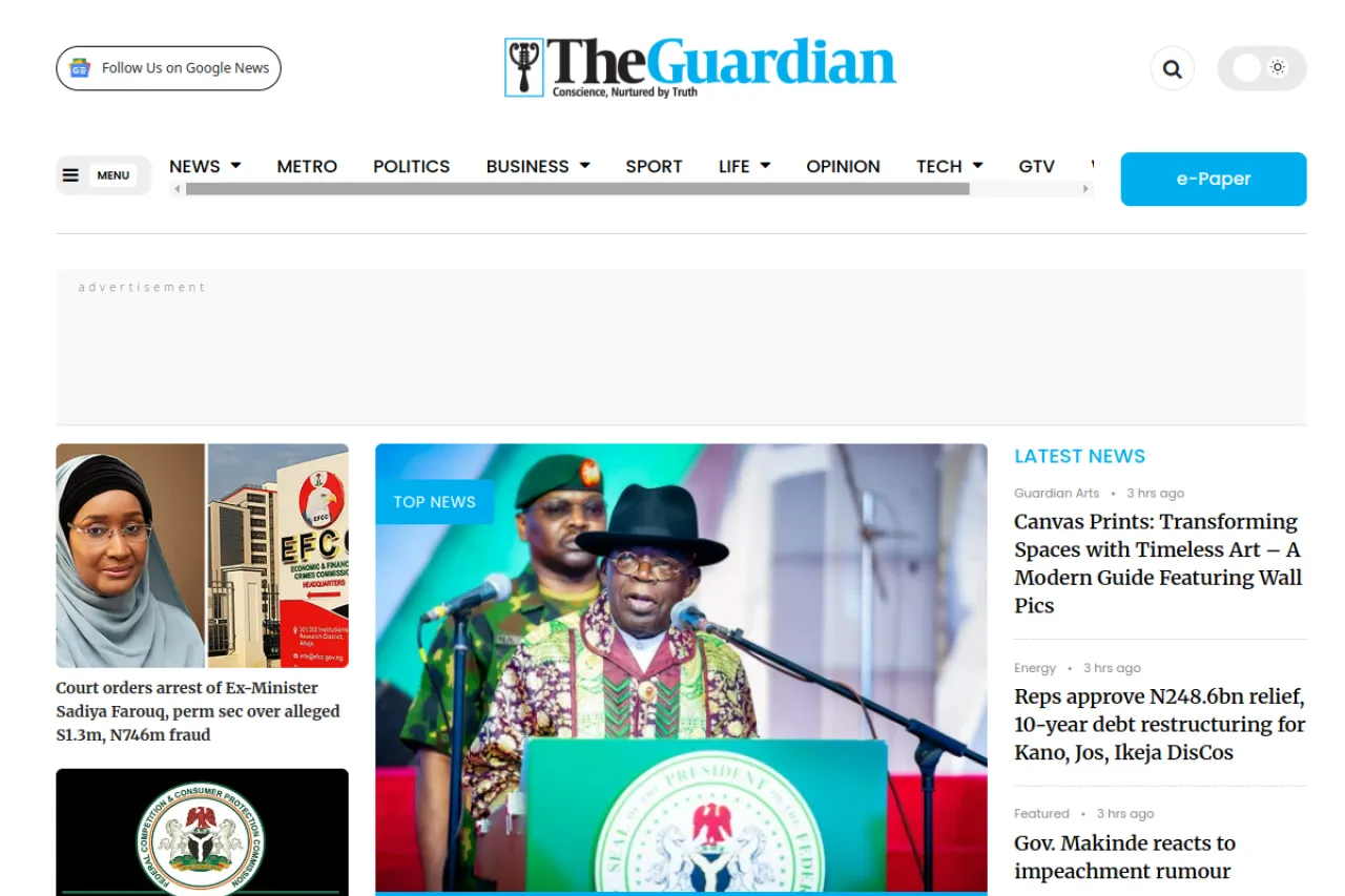 guardian.ng web sitesi ekran görüntüsü - Teknoloji - DA 86