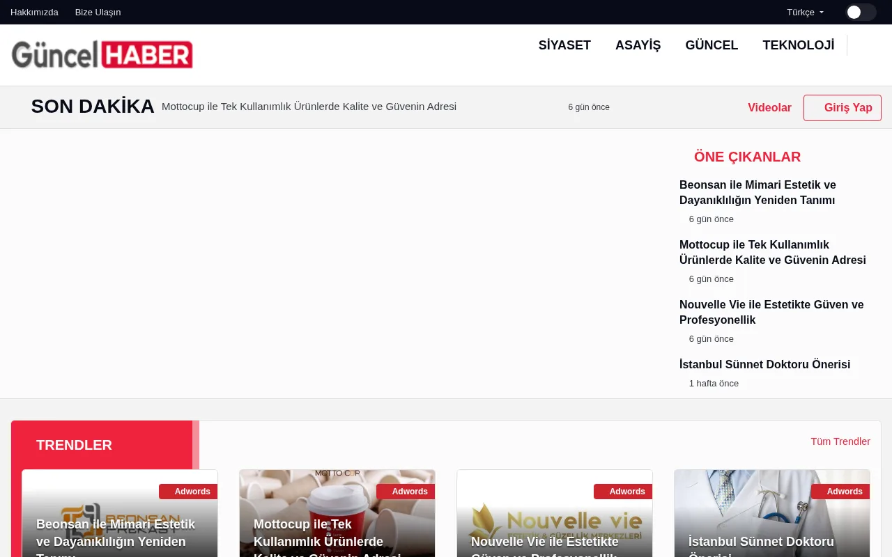 guncel-haber.com web sitesi ekran görüntüsü - Haber - DA 26