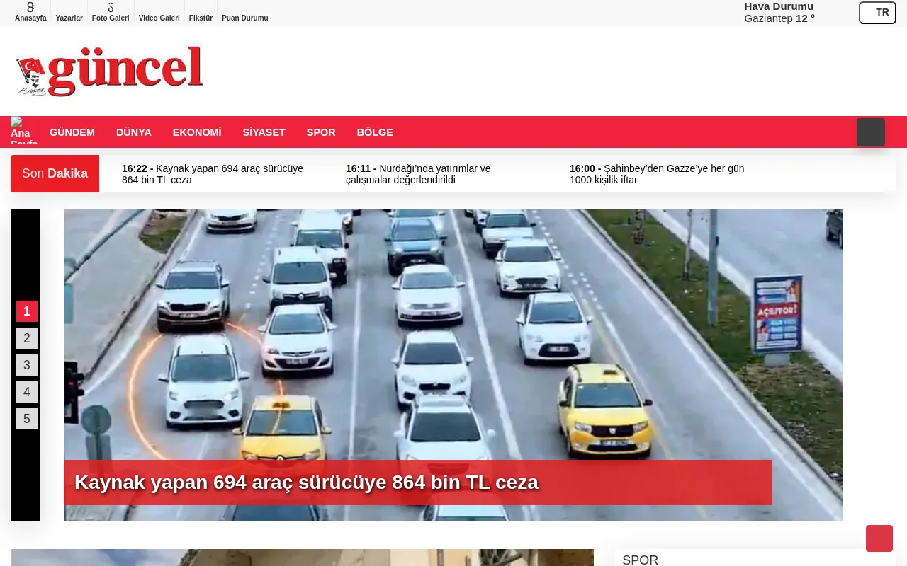 guncelgazete.com web sitesi ekran görüntüsü - Haber - DA 32