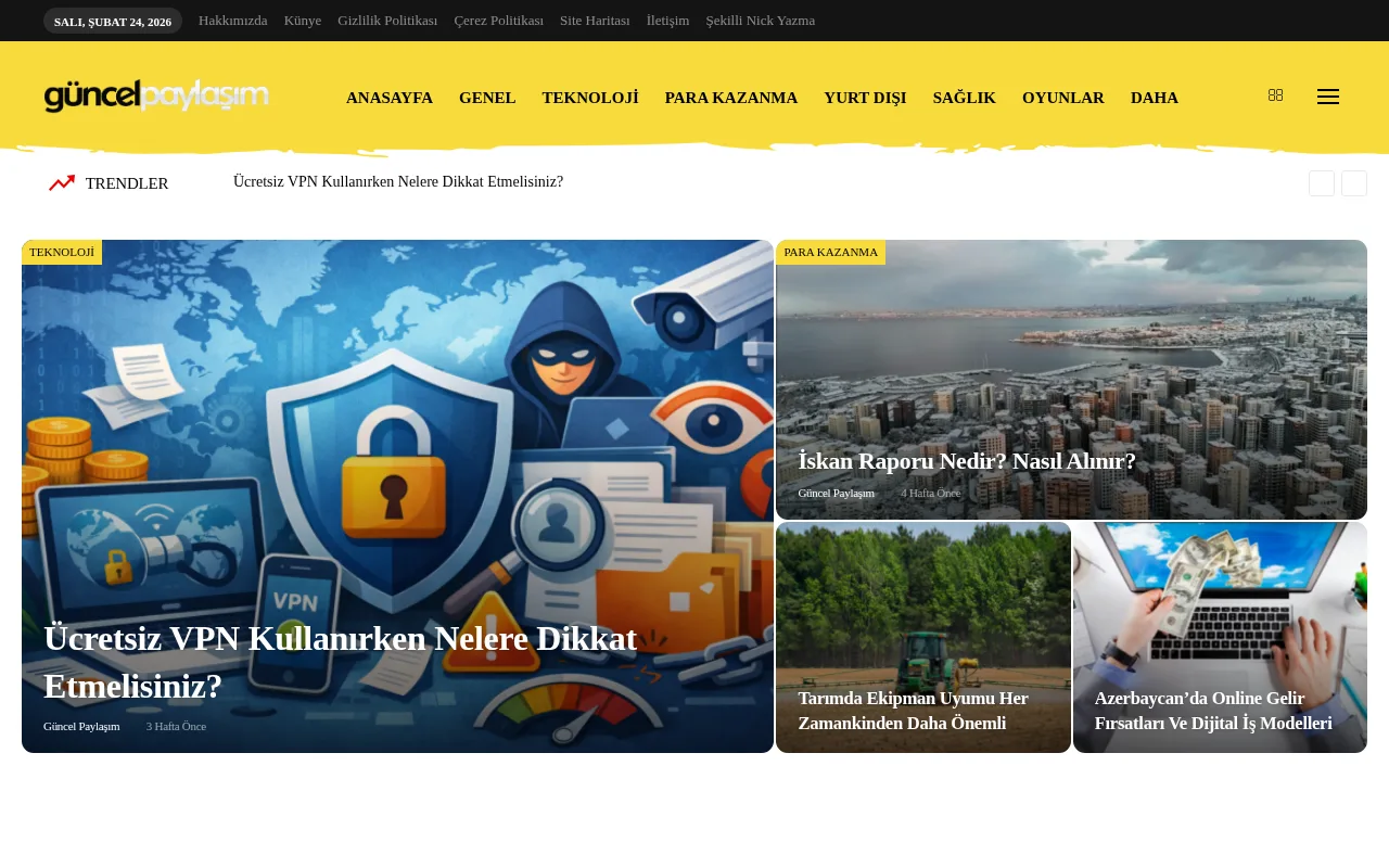 guncelpaylasim.com web sitesi ekran görüntüsü - DA 55