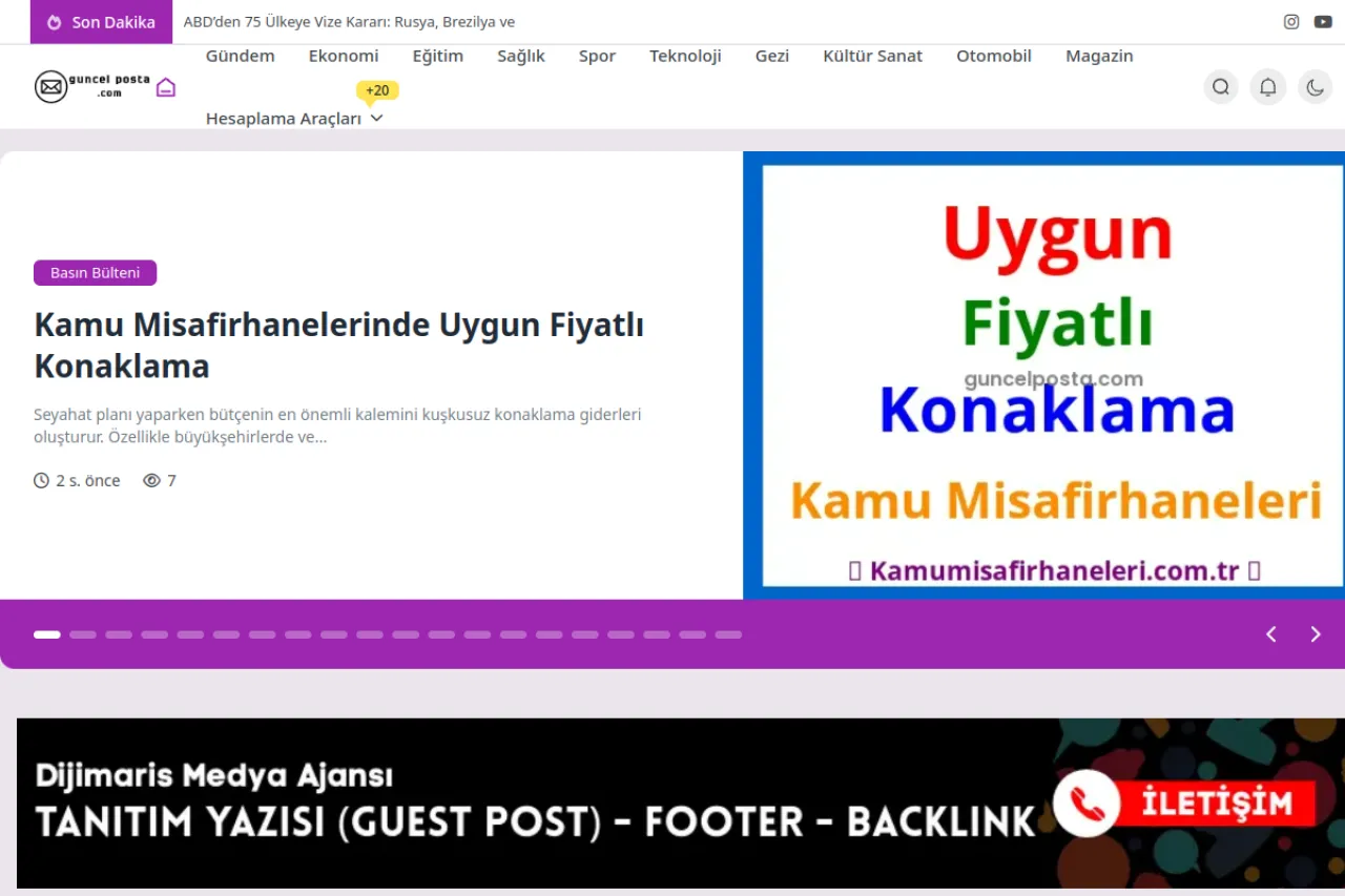 guncelposta.com web sitesi ekran görüntüsü