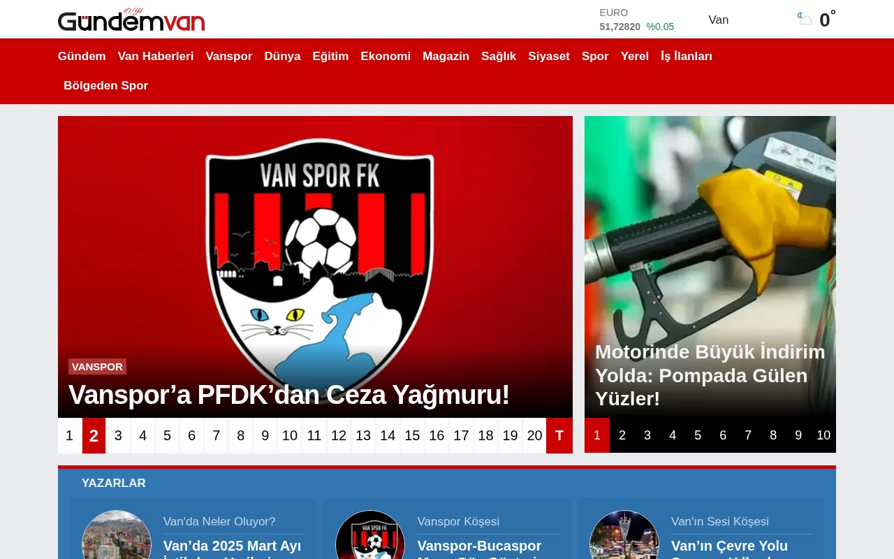 gundemvan.com web sitesi ekran görüntüsü - DA 21