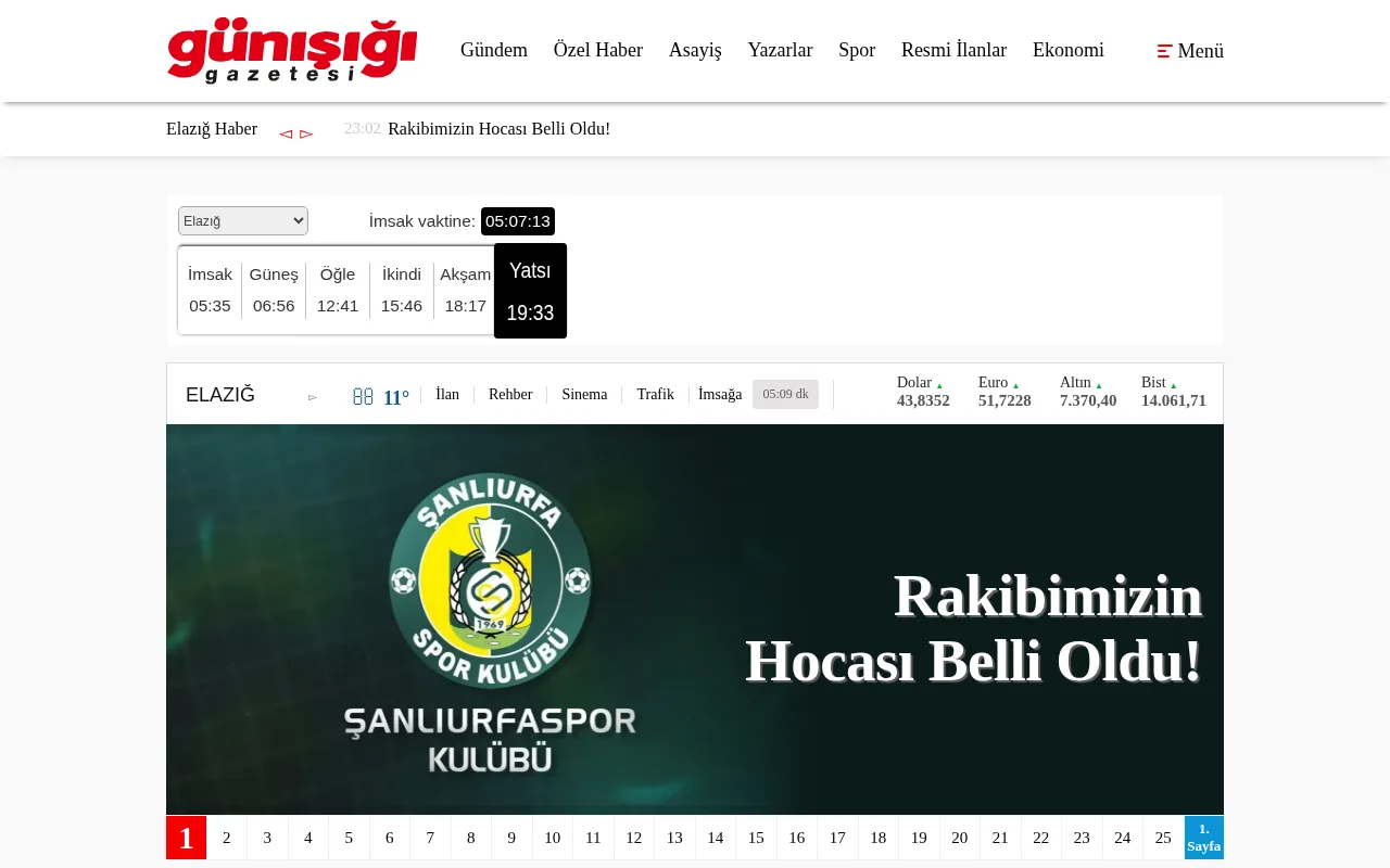 gunisigigazetesi.net web sitesi ekran görüntüsü - Haber - DA 30