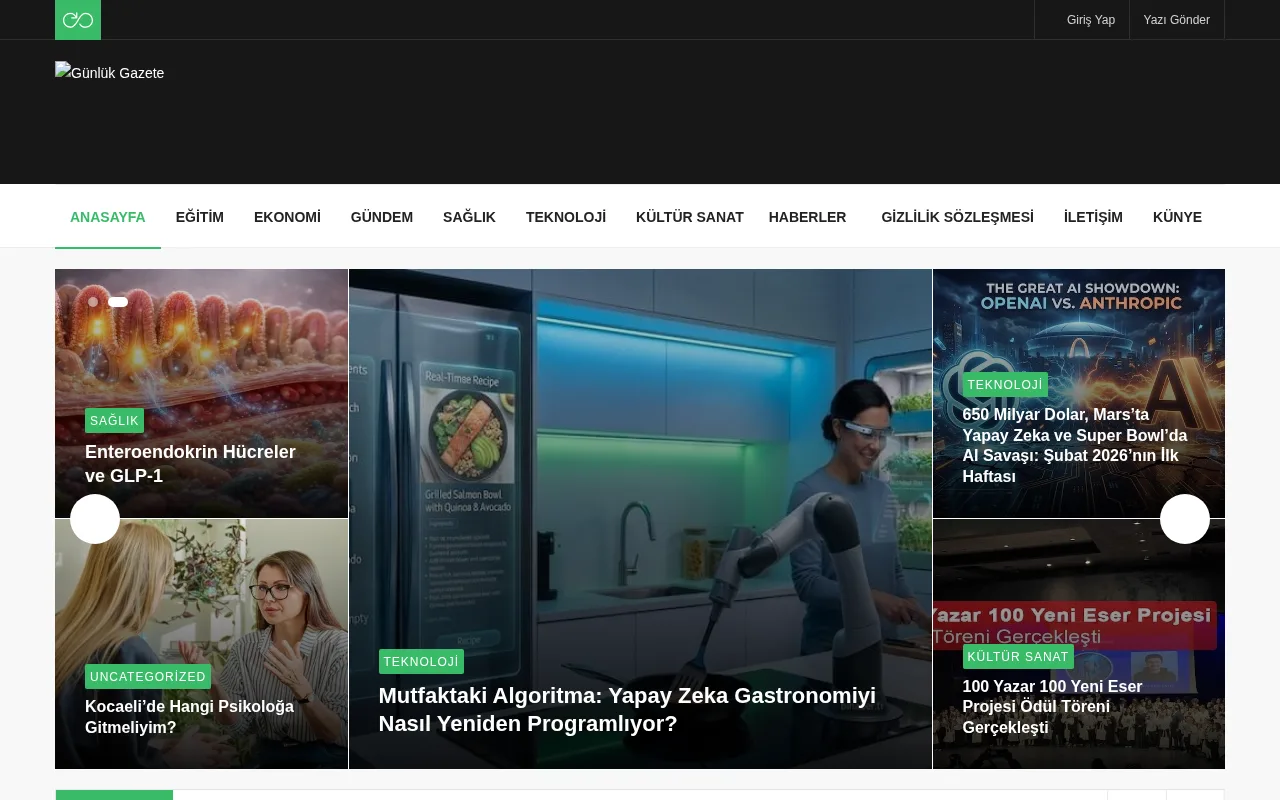gunlukgazete.com.tr web sitesi ekran görüntüsü - Haber