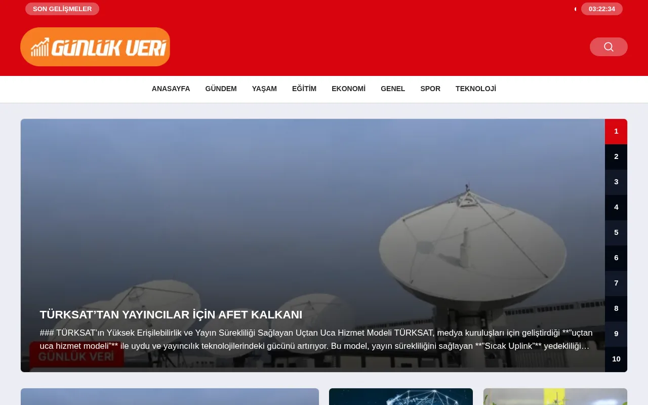 gunlukveri.com web sitesi ekran görüntüsü - DA 24