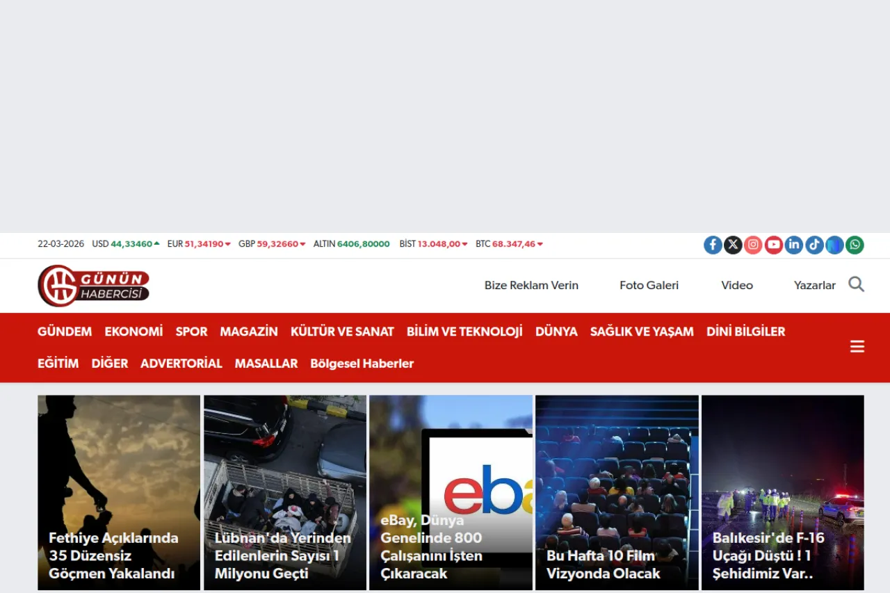 gununhabercisi.com web sitesi ekran görüntüsü - Haber - DA 18