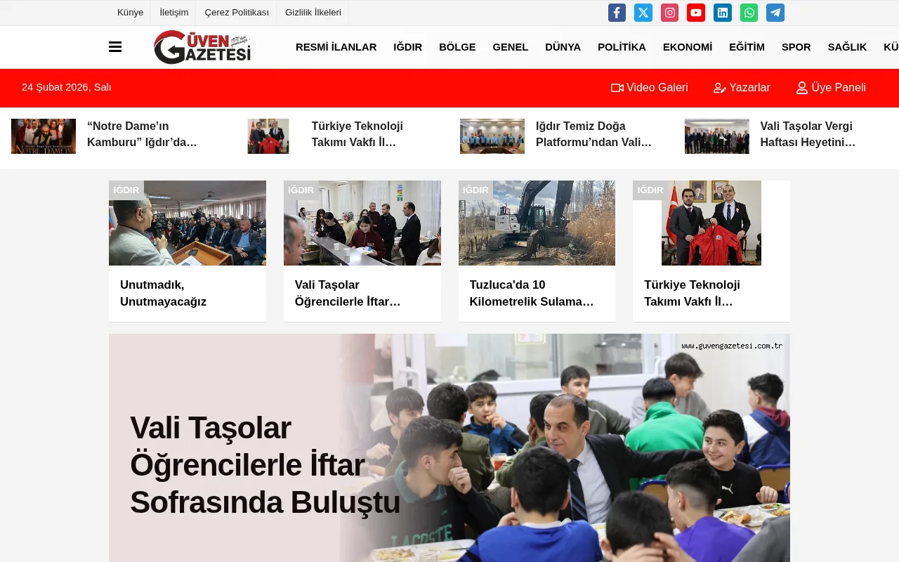 guvengazetesi.com.tr web sitesi ekran görüntüsü - Haber - DA 16