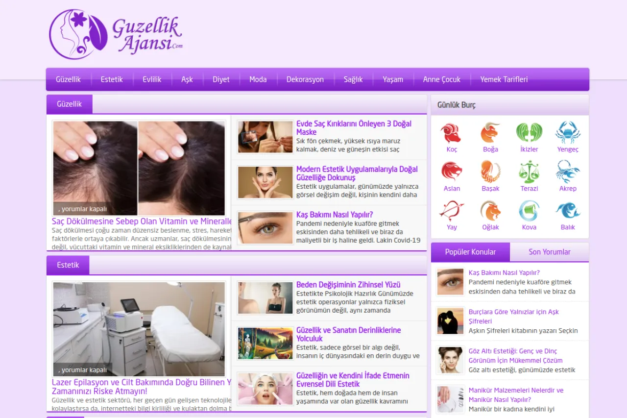 guzellikajansi.com web sitesi ekran görüntüsü - DA 35