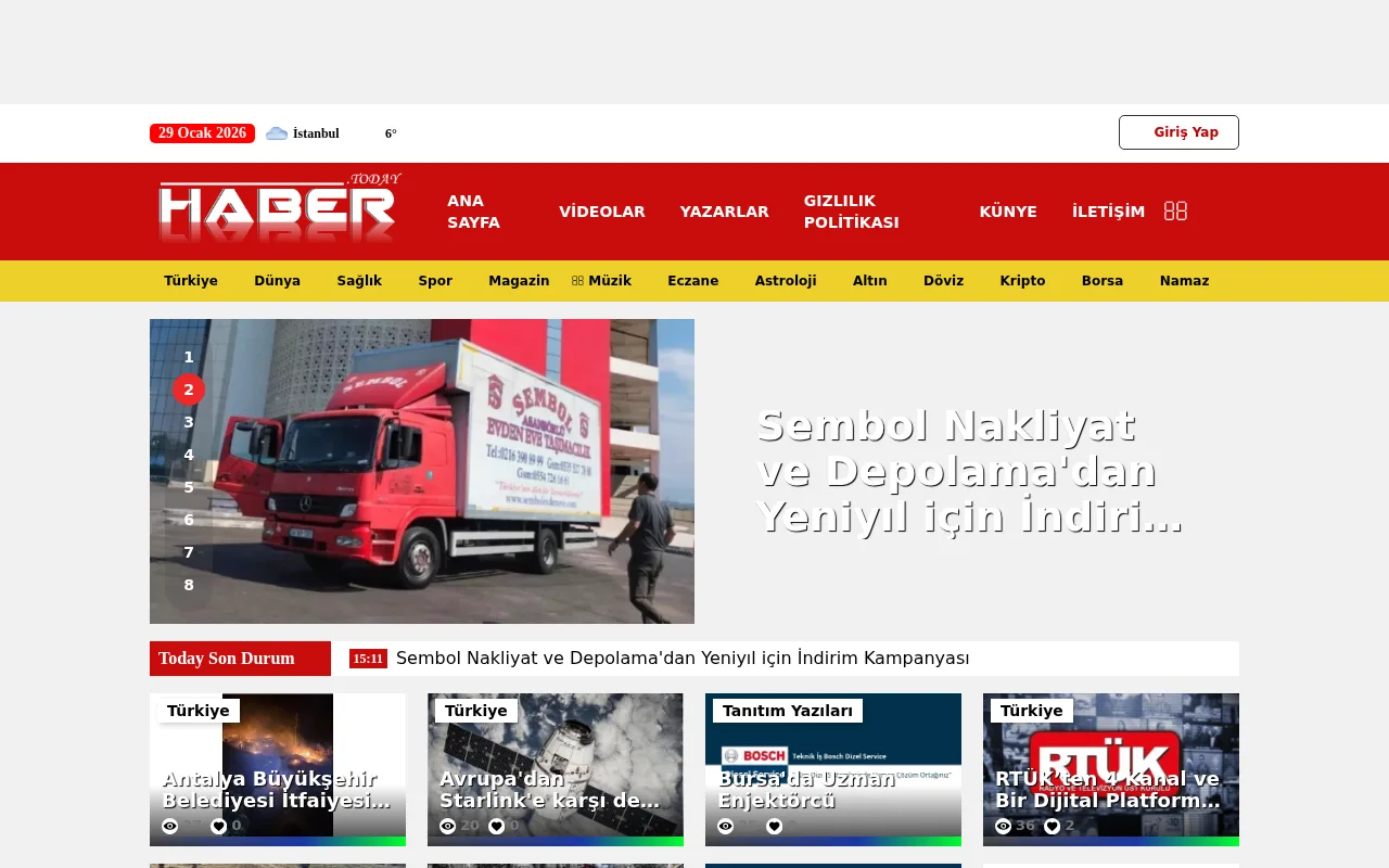 haber.today web sitesi ekran görüntüsü - Haber - DA 19