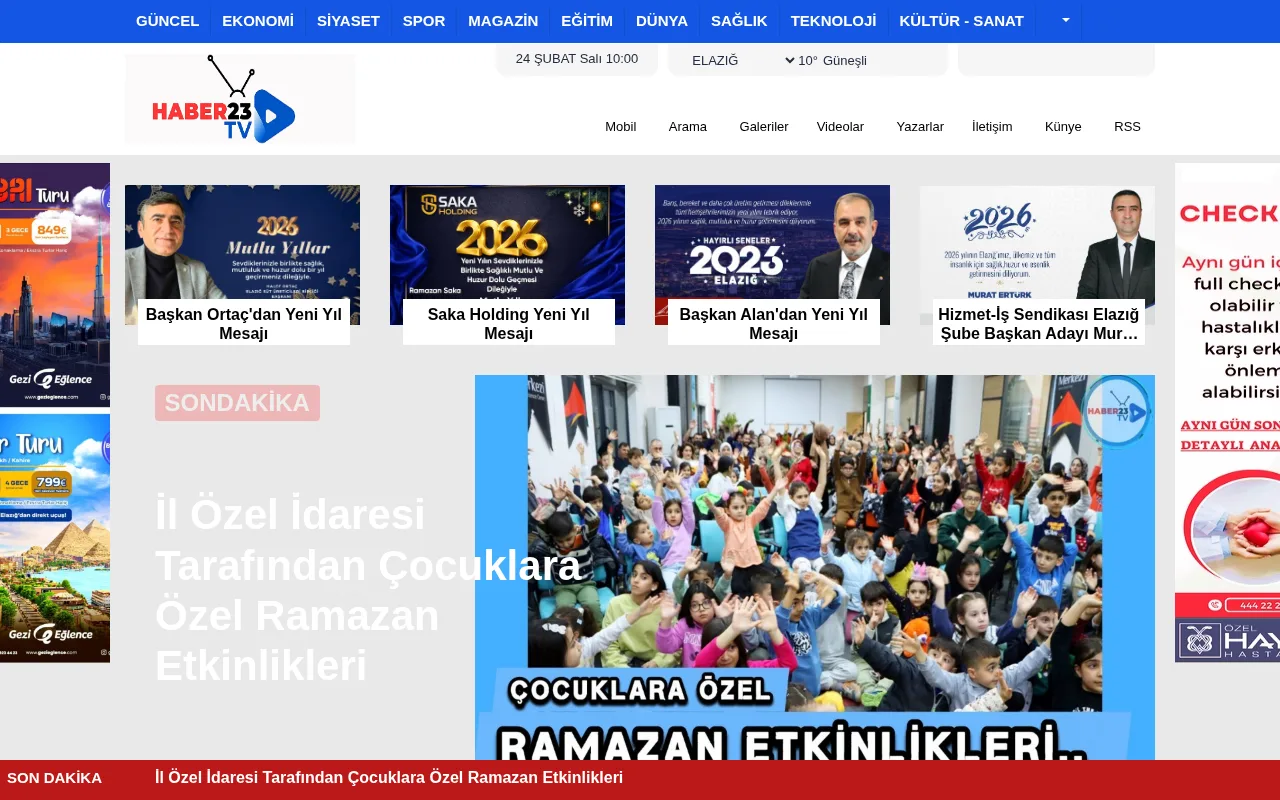 haber23tv.com web sitesi ekran görüntüsü - Haber