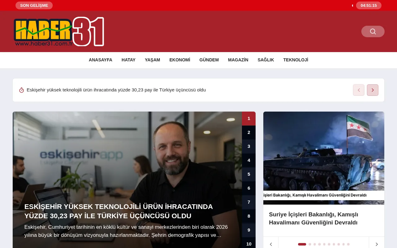 haber31.com.tr web sitesi ekran görüntüsü - Haber - DA 22