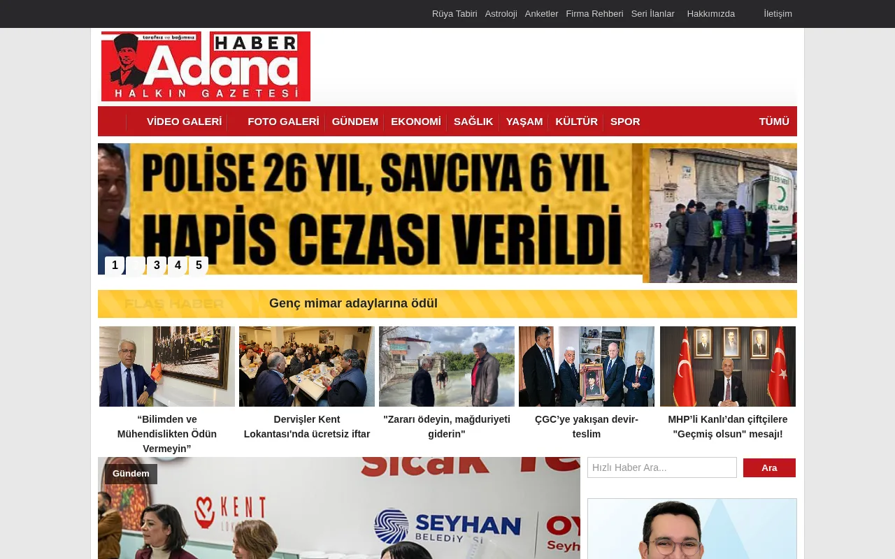 haberadanagazetesi.com web sitesi ekran görüntüsü - Haber